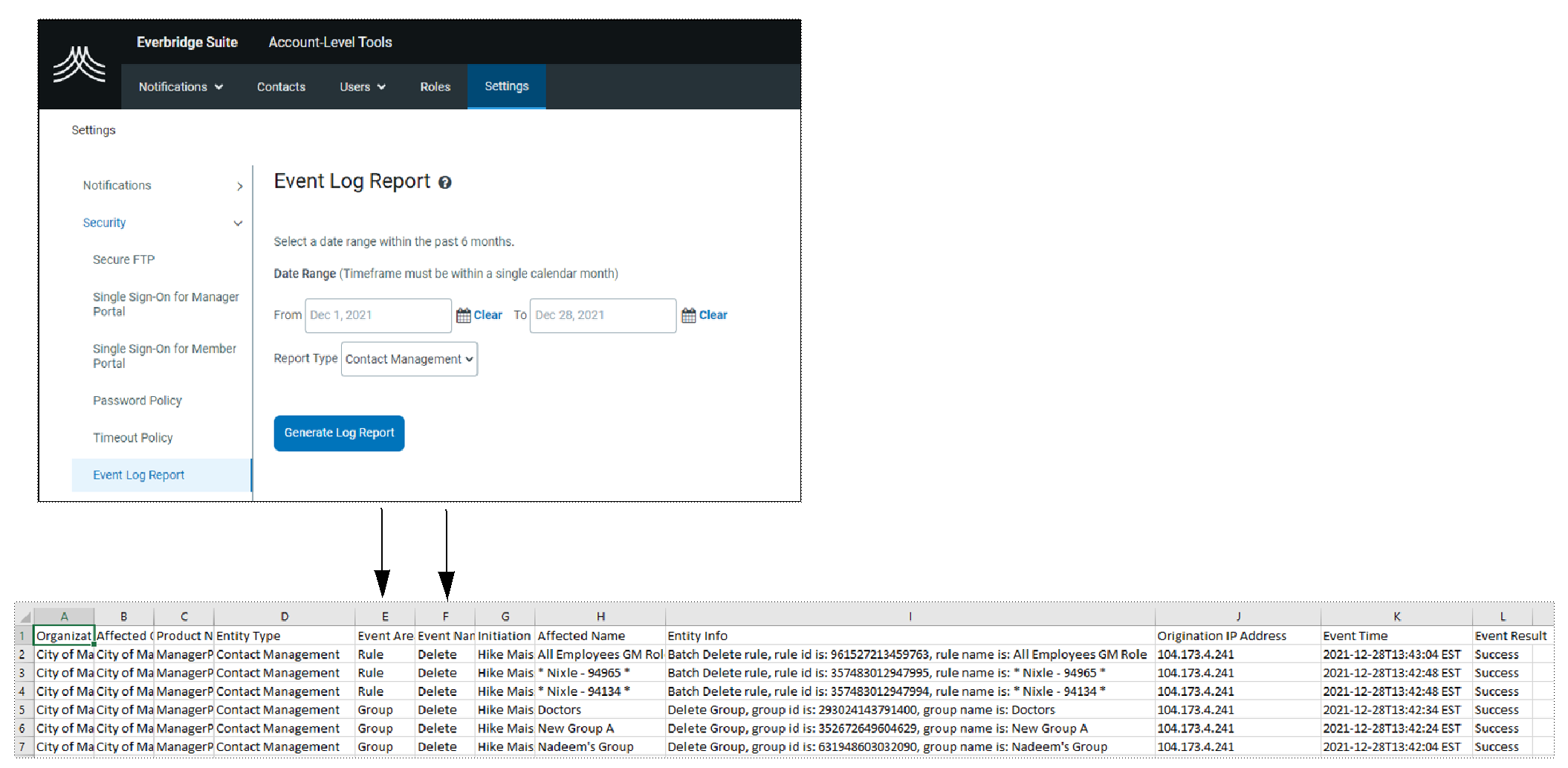 Event Log Report - Contact Management Improvements