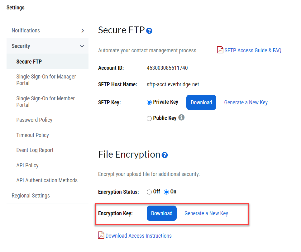 Secure FTP - New Encryption Keys