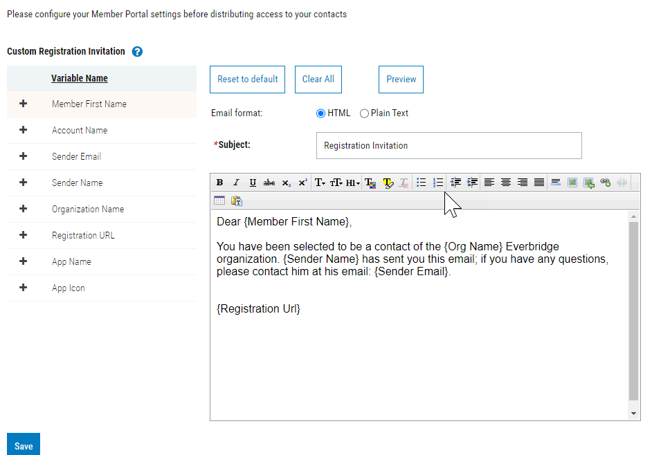 Using Variables in Custom Registration Emails