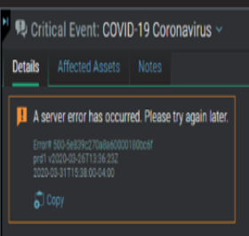 VCC Critical Event Error 500