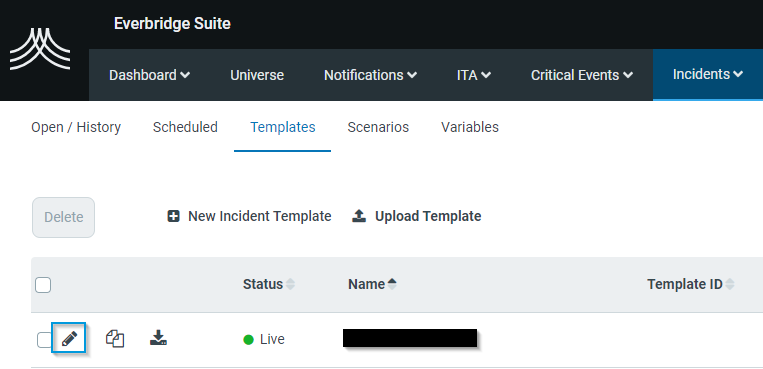 Incident Template Edit