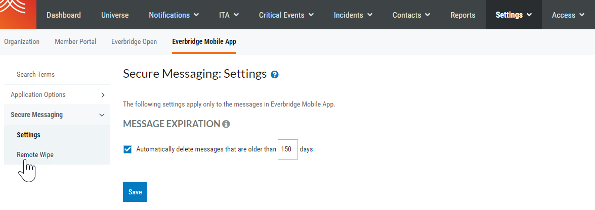 Message Expiration Everbridge App