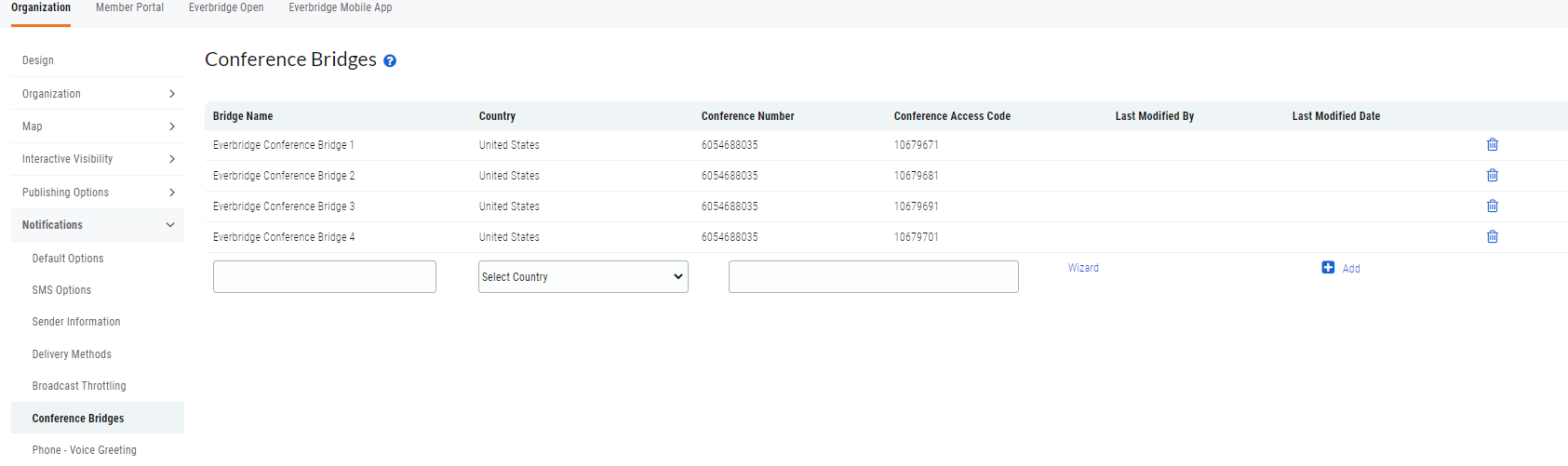 EBS How to Configure the Everbridge Conference Bridge Option When