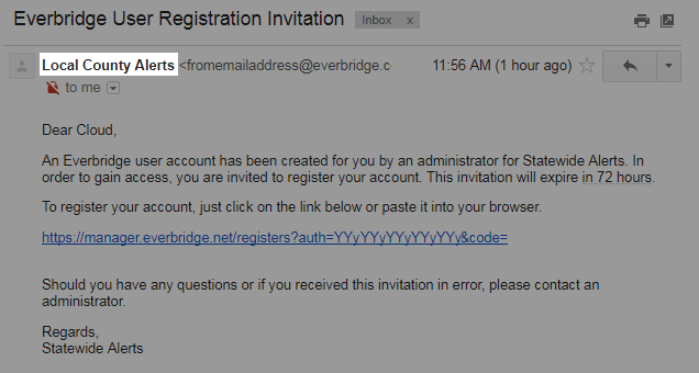 Registration Email Display