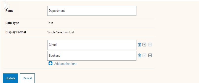 Department Additional Information Field