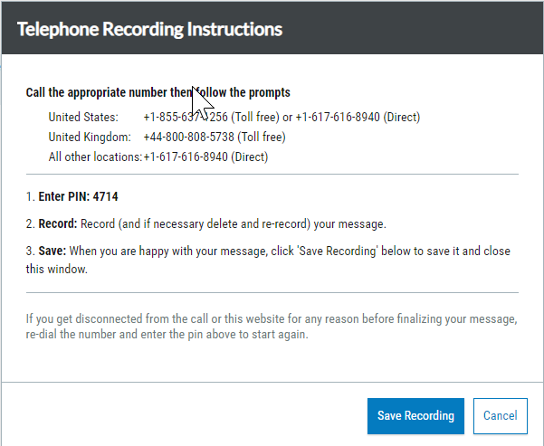 Voice Greeting By Telephone