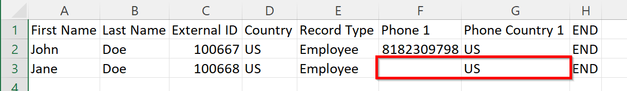 Phone column is empty for defined country - CSV