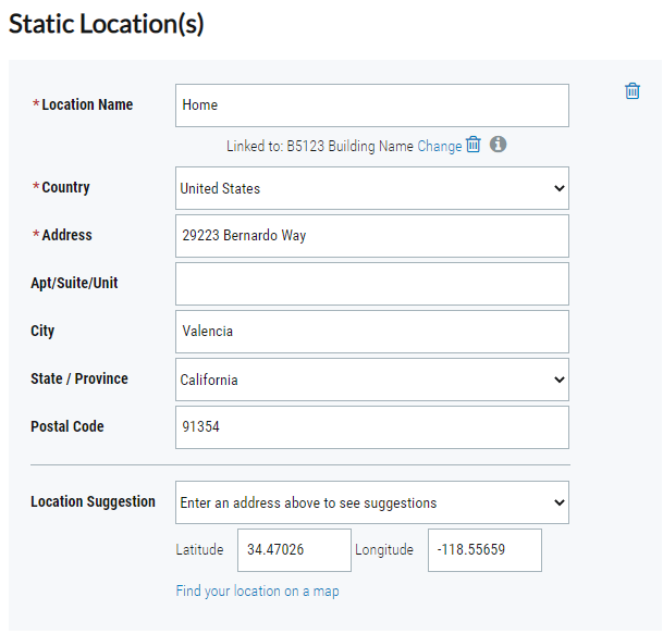 EBS Users Cannot Save Static Locations within a Contact Record in